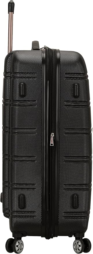 Rockland Melbourne Hardside Expandable Spinner Wheel Luggage, Black, Checked Large 28"