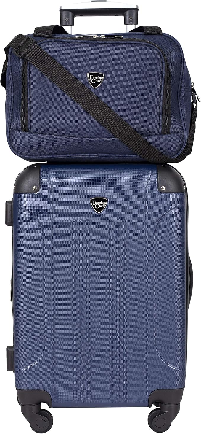Travelers Club Chicago Hardside Expandable Spinner Luggage, Navy Blue, 3 Piece Set