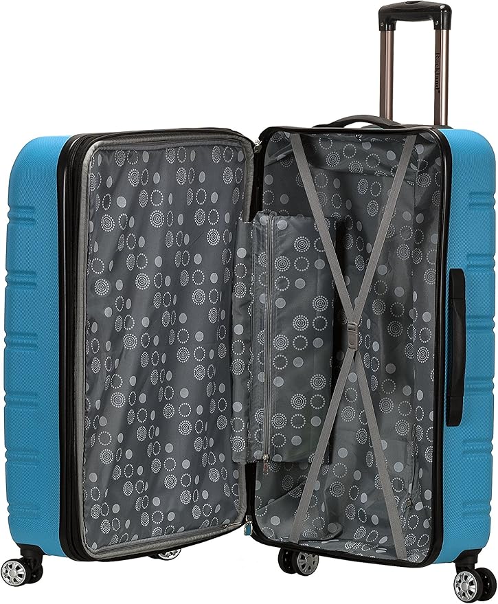 Rockland Melbourne Hardside Expandable Spinner Wheel Luggage, Turquoise/Aqua, Checked-Large 28-Inch