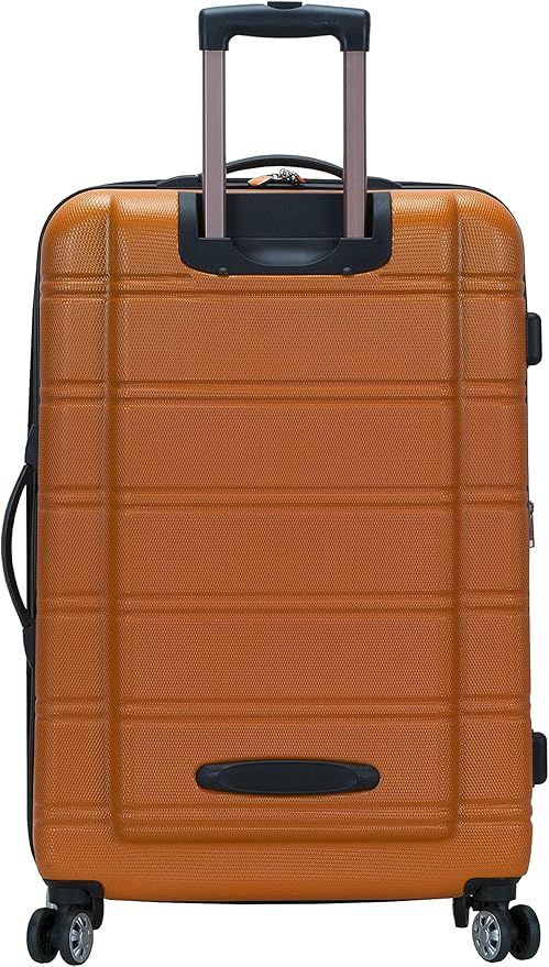 Rockland Melbourne Hardside Expandable Spinner Wheel Luggage, Orange, Checked-Large 28-Inch (F1603-ORANGE)