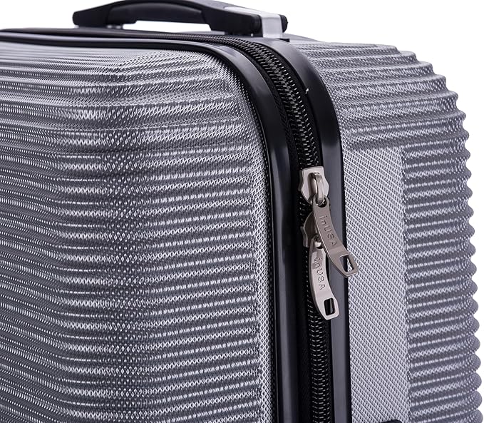 InUSA ROYAL Hardside Luggage with Ergonomic Handles | Spacious Travel Suitcase with Four Spinner Wheels and Studs | 20 Inch Hardside Carry-On Spinner Luggage | Silver