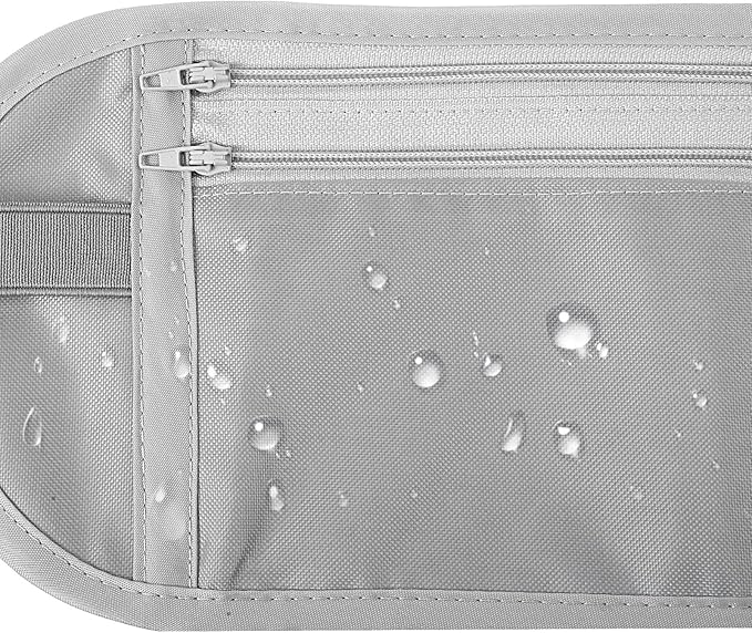 Money Belt for Travel, Slim Passport Holder, Blocking Hidden Waist Pouch for Passport, Cash, Cards, Slim Secure Travel Money Belt Bag for Men and Women (Gray)