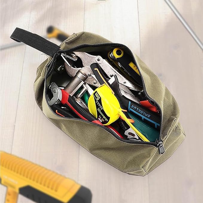 Tool Pouch Bag 2 Pcs Canvas Tool Pouch,Multi-Purpose Tool Bags, Multi-Purpose Small Zipper Tool Pouchs,Screwdriver Tool Bag Set for Organizer Storage Various Electrician Tools