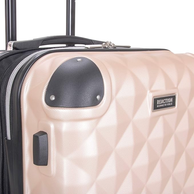 Kenneth Cole REACTION Diamond Tower Collection Lightweight Hardside Expandable 8-Wheel Spinner Travel Luggage, Rose Champagne, 3-Piece Set (20", 24", & 28")
