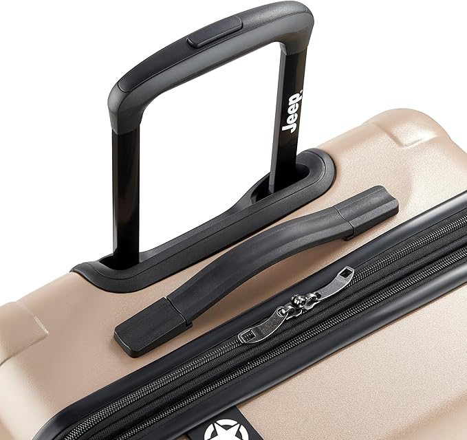 Jeep JH004C Hardside Expandable Luggage with Spinner Wheels, Beige, Checked-Medium 24 Inch