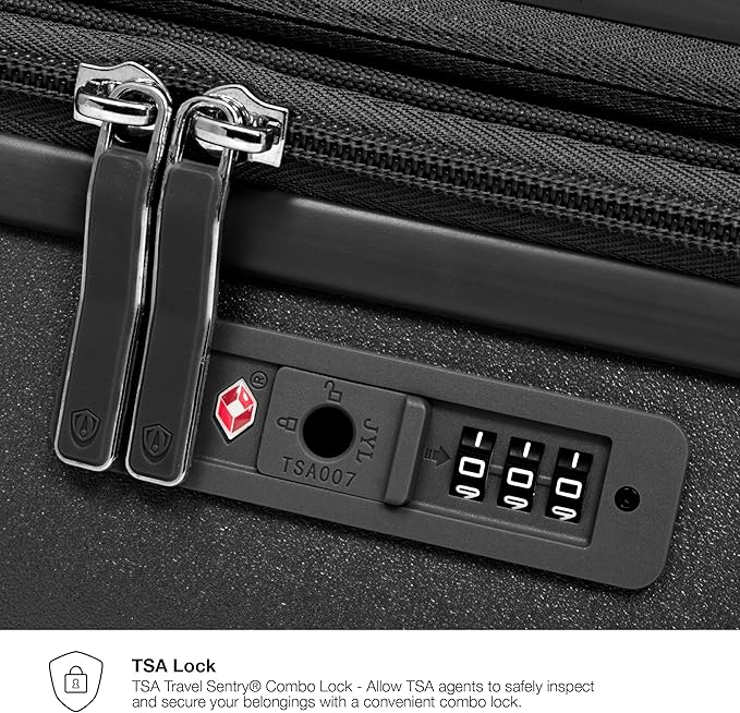 Traveler's Choice Elm Expandable Spinner Luggage Set, Matte Black, 29" Large Checked