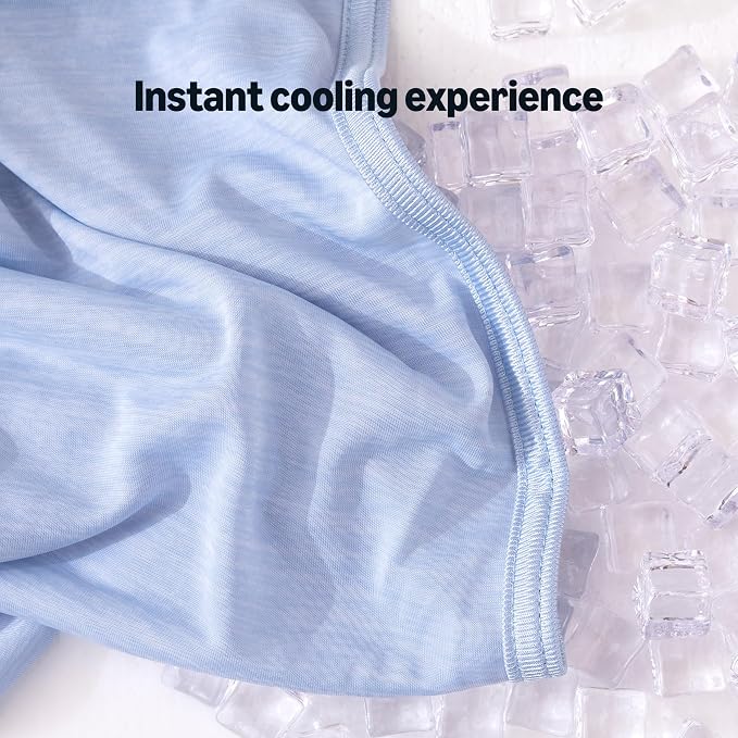Amazon Basics Cooling Blanket for Hot Sleepers, Reversible Lightweight Thin Throw Blanket for Bed, Couch and Sofa, Twin XL (60" x 90"), Blue