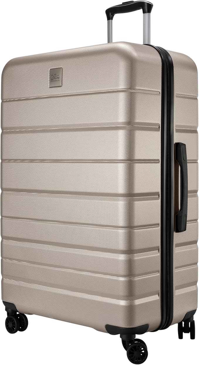 Skyway Epic 2.0 Hardside Lightweight and Durable ABS Shell Luggage, Easy Carry Grip Top and Side Handles, Spacious Interior with 8-wheel spinners, Men and Women, 28-inch Large Check-In, Bone