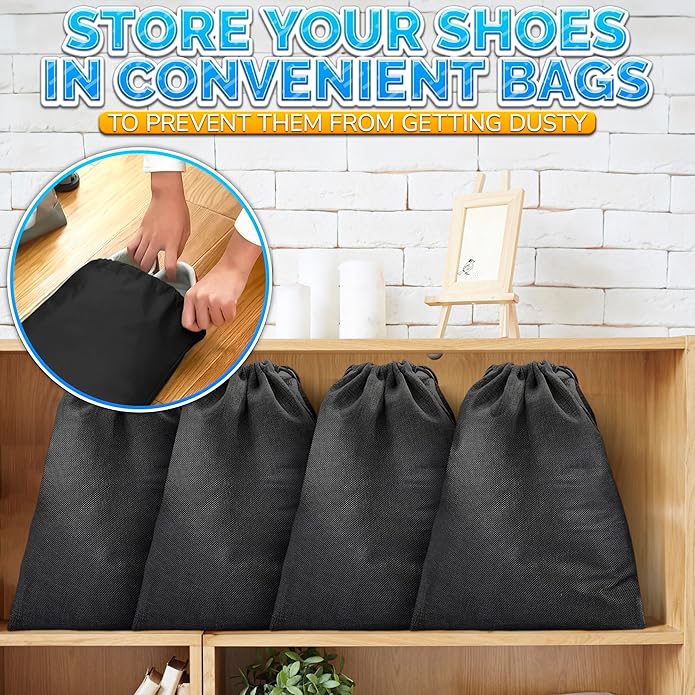 10 Pcs Travel Shoe Bags for Packing in Suitcase – 15.75” x 11.80” Lightweight Breathable Drawstring Shoe Bags for Storage – Dust-Proof Organizer for Sneakers, Heels, Sandals, Gym and Dance Shoes