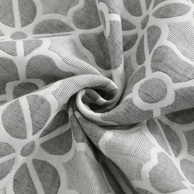 NTBAY 3 Layer Oversized Muslin Cotton Toddler Blanket, 45x60 Inches Jacquard Reversible Nursery Bed Blanket, Super Soft and Thermal Crib Blanket for All Seasons, Baby Gift, 45"x60", Grey Clover