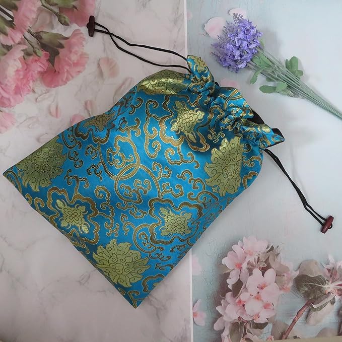 Ouyatoyu 3pcs Embroidered Silk Flower Design Jacquard Travel Bags - Laundry, Shoe, Lingerie & Underwear Storage for Men & Women - Washable Cloth Shoe Bags