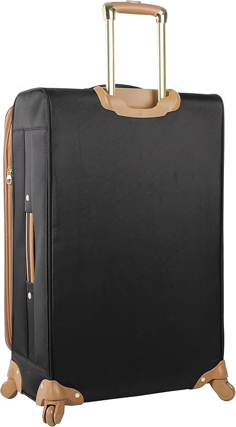 Steve Madden Designer Luggage - Checked Large 28 Inch Softside Suitcase - Expandable for Extra Packing Capacity - Lightweight Bag with Rolling Spinner Wheels, Harlo Black, 28in