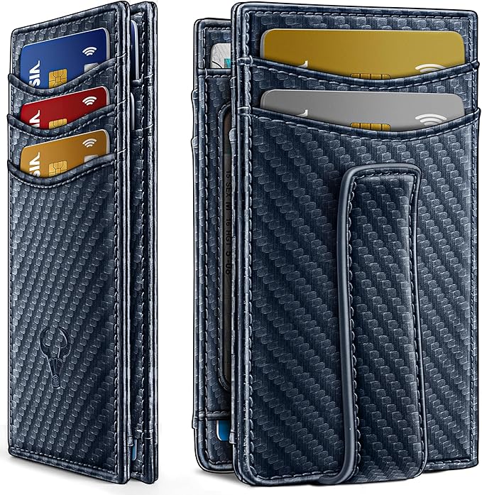 BULLIANT Magnetic Closure Slim Wallet-Genuine Leather Front Pocket Wallet for Men,RFID Blocking,Holds 12 Cards and Money Clip