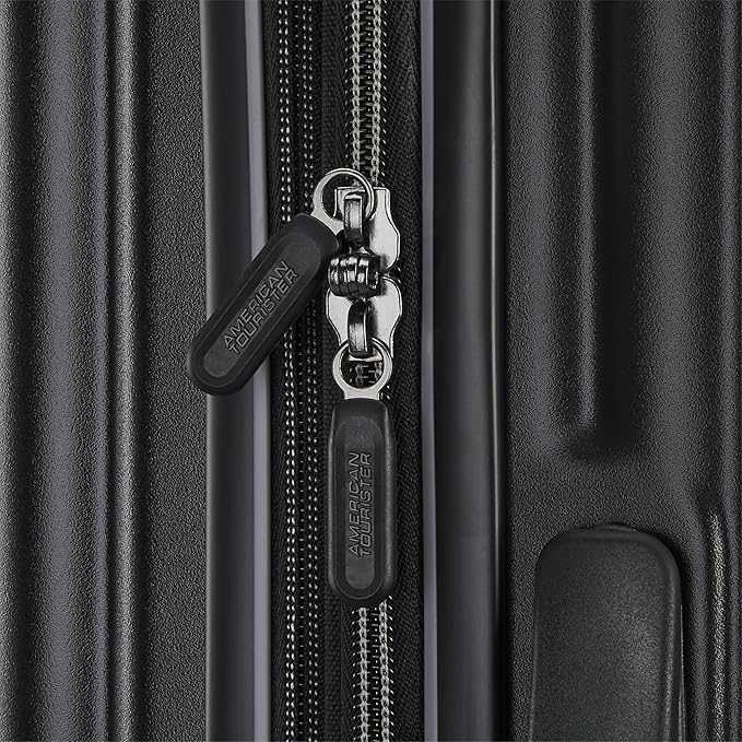 American Tourister Fathead Carry-On Luggage - Airline Approved - Customize with Sports or Character Decal - Durable Hardshell with 1.5" Expansion - 360° Spinner Wheels - RightHeight™ Handle - Black