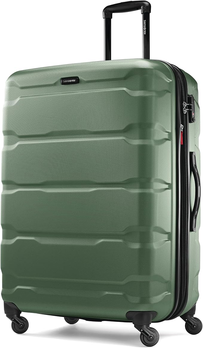 Samsonite Omni PC Hardside Expandable Luggage with Spinner Wheels, Checked-Large 28-Inch, Army Green