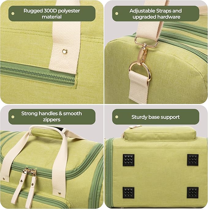 Duffle Bag for Travel (Green) 20–23” Expandable (40L) – Lightweight Water-Resistant Carry On Weekender with Multiple Pockets & Shoulder Strap – Airline Approved Travel Duffel Bags for Men & Women