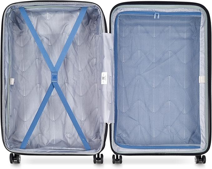DELSEY PARIS Cruise 3.0 Hardside Expandable Luggage with Spinner Wheels, Glossy Ivory, Checked-Large 28 Inch