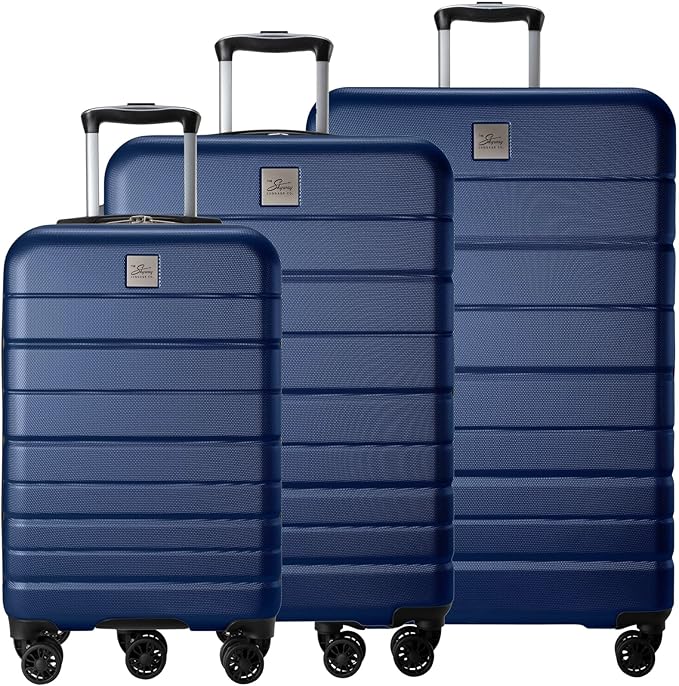 Skyway Epic 2.0 Hardside Lightweight and Durable ABS Shell Luggage, Spacious with 8-Wheel Spinners, Comfort Grip with Telescoping Handle, Men and Women, Royal Blue, 3-Piece Set (20,24, 28)