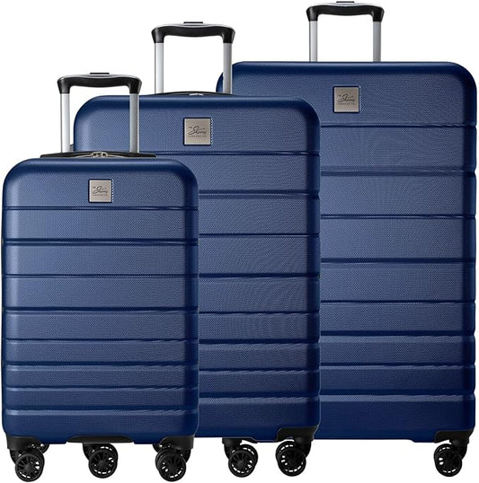 Skyway Epic 2.0 Hardside Lightweight and Durable ABS Shell Luggage, Spacious with 8-Wheel Spinners, Comfort Grip with Telescoping Handle, Men and Women, Royal Blue, 3-Piece Set (20,24, 28)