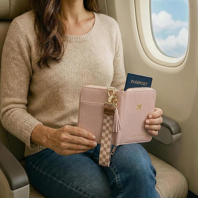 Beautiful Passport Holder for Travel with Wristlet Strap - All-in-One Wallet for Women with Card Slots and Tassel Keychain - Perfect Case to Keep Your Travel Documents Organized & Safe