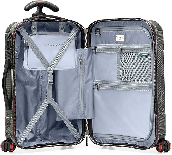 Traveler's Choice Maxporter II Polycarbonate Hardside Trunk with Spinner Wheels, Gray Camo, 22-Inch Carry-on Luggage