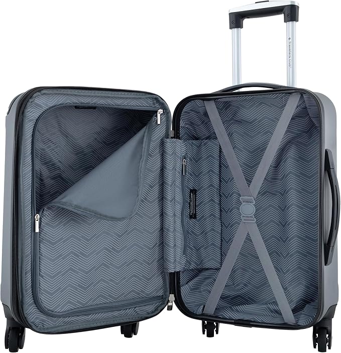 Travelers Club Chicago Hardside Expandable Spinner Luggage, Charcoal, 22" Carry-On
