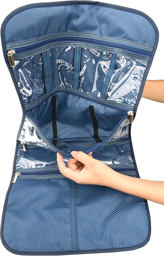 Freegrace Premium Hanging Toiletry Bag for Travel - Cosmetic, Jewelry, Toiletry, Makeup & Accessory Storage Organizer Bag, Large Size for Women & Men