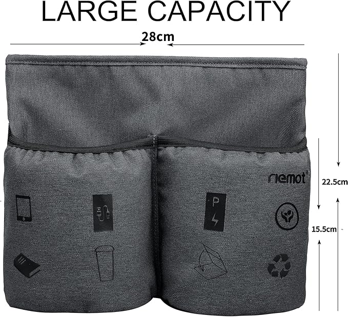 riemot Luggage Travel Cup Tablet Holder - Hold Books Passports Tickets Water Bottles - Fits Roll on Suitcase Handles - Gifts for Flight Attendants Travelers Accessories Grey