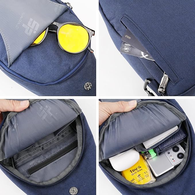 WATERFLY Medium Crossbody Sling Backpack Anti Theft Backpack for Traveling Chest Shoulder Bag