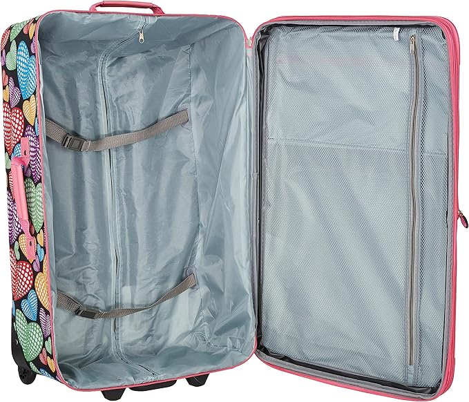 Rockland Jungle Softside Upright Luggage Set, Expandable, New Heart, 4-Piece (14/29/24/28)