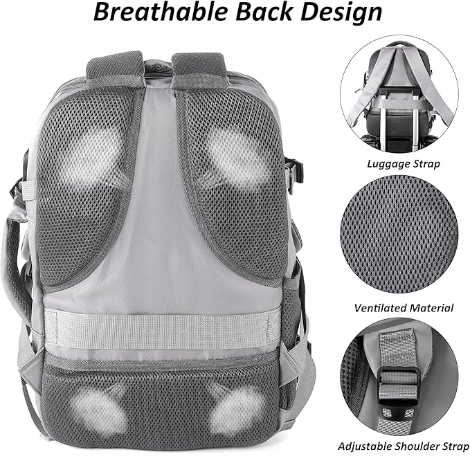 TANTOMI Travel Backpack for Women Men, 15.6 Inch Laptop Backpack Flight Approved, Small Carry-On Bags with USB Charging Port & Shoe Pouch, 20l Casual Daypack for Weekender Work Business, Dark Grey