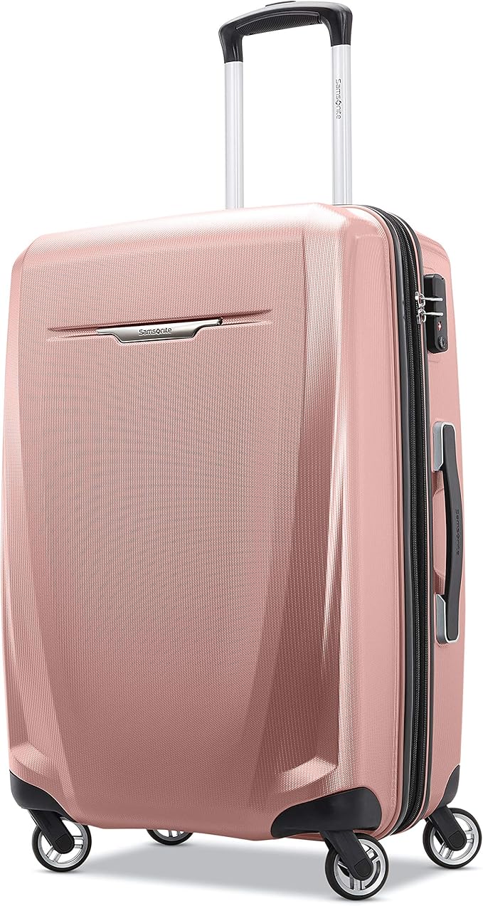 Samsonite Winfield 3 DLX Hardside Expandable Luggage with Spinners, Checked-Medium 25-Inch, Rose
