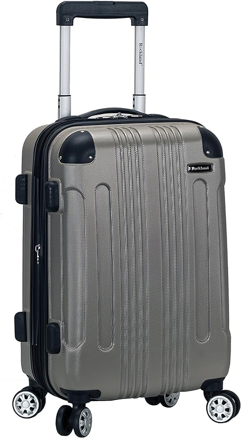 Rockland London Hardside Spinner Wheel Luggage, Silver, Carry-On 20-Inch