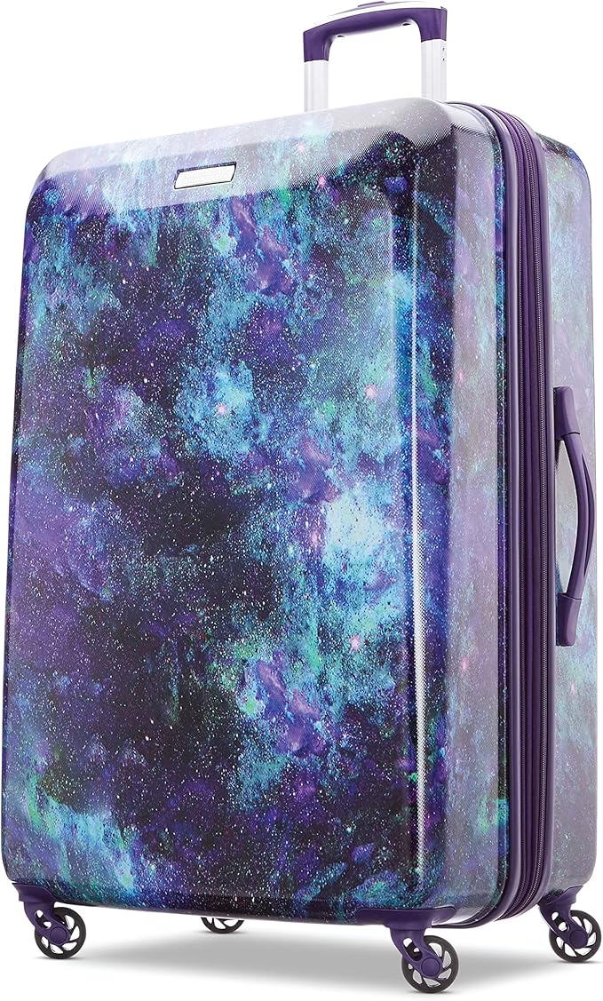 American Tourister Moonlight Hardside Expandable Luggage with Spinner Wheels, Cosmos, Checked-Large 28-Inch