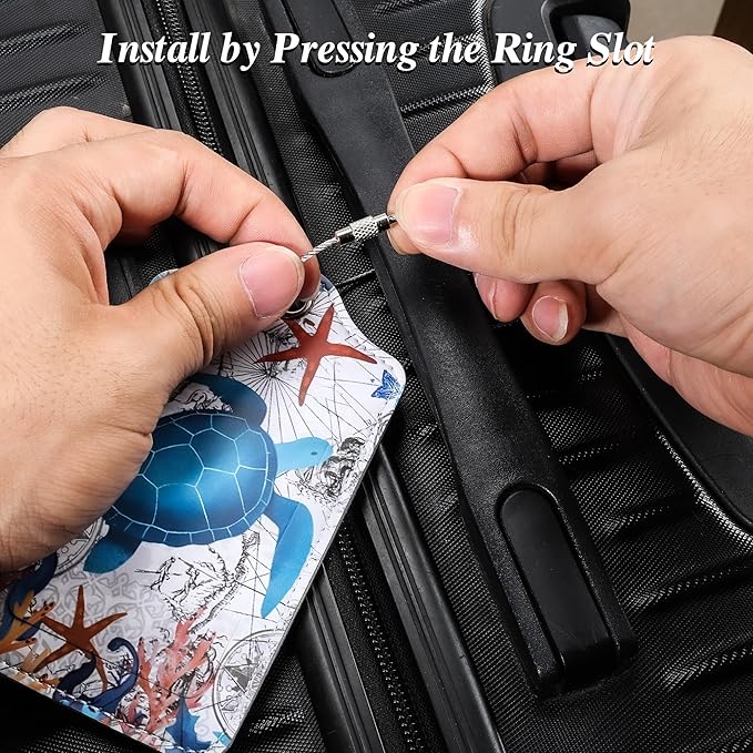 Luggage Tags for Suitcases, 2 Pack Cute PU Leather Luggage Tag TSA Approved with Stainless Steel Loop and Address Card Baggage Tag for Travel&Hotel Stays&Cruise Ships&Shipping and Mailing