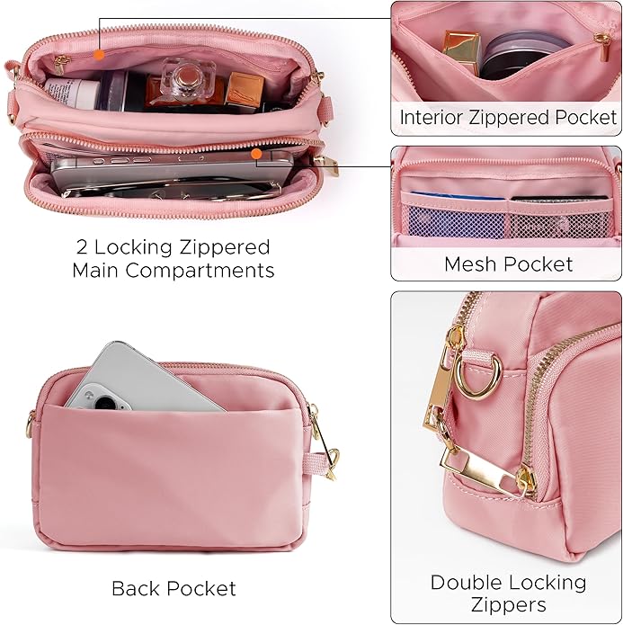 Joryin Anti Theft Crossbody Bag for Women, Slash-resistant RFID Blocking Travel Purses, Small Shoulder Bag Handbag, Nylon