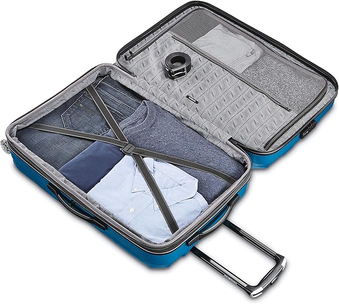Samsonite Centric 2 Hardside Expandable Luggage with Spinner Wheels, Caribbean Blue, Checked-Medium 24-Inch