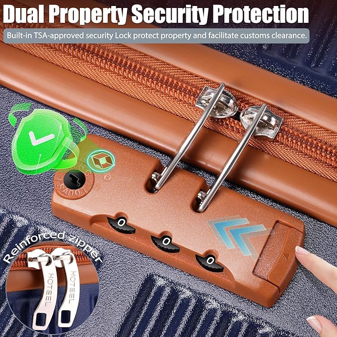Hoteel Luggage Sets 3 Piece,(4-YEARS WARRANTY) ABS+PC Durable Lightweight Hard Shell Luggage Sets With TSA Lock For Travel,Business Trip, Suitcase Set 20 24 28 Inch, Blue
