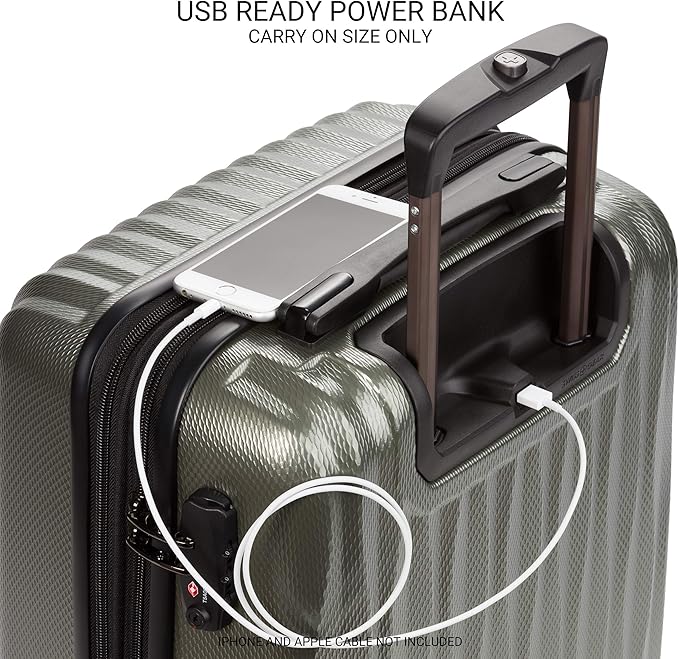 SwissGear 7272 Energie Expandable Hardside Luggage with Spinner Wheels and TSA Lock, Gunmetal, Carry-On 19-Inch