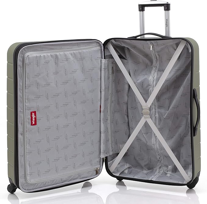 Wrangler Smart Spinner Hardside Luggage, 3 Piece Set, Olive Green