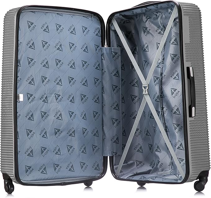 InUSA ROYAL Hardside Spinner Luggage with Ergonomic Handles | Spacious Travel Suitcase with Four Spinner Wheels and Studs | 32 Inch Extra Large Spinner Luggage | Silver