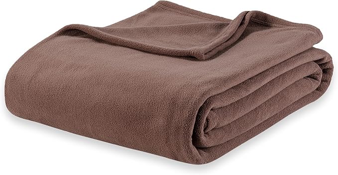 Berkshire Blanket Microfleece Twin Size Bed Blanket Taupe, Lightweight Soft Breathable Plush Micro Fleece Blanket for Bed Couch Sofa, 60x92 Inches