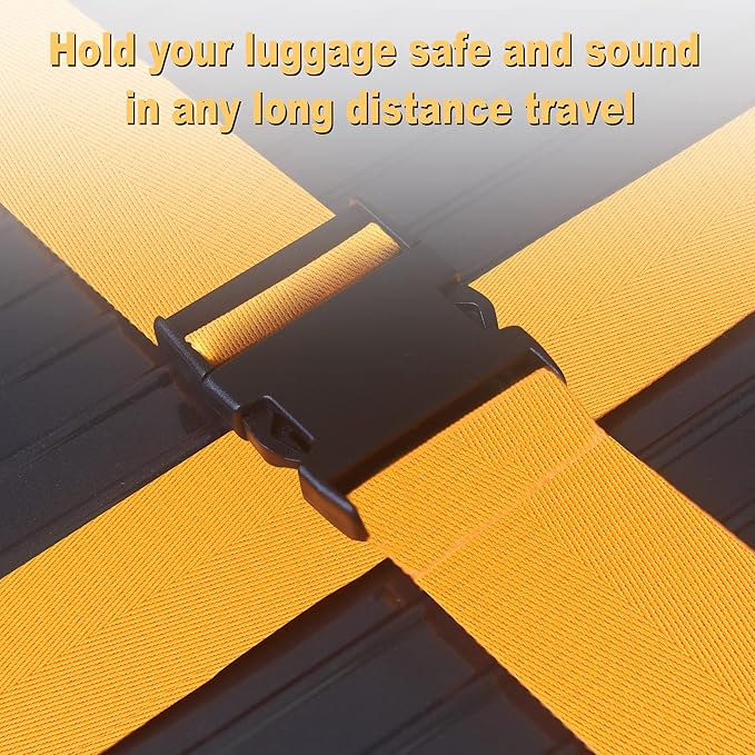 Luggage Straps for Suitcases TSA Approved Travel Belt 8 Pack by Chelmon (Yellow)