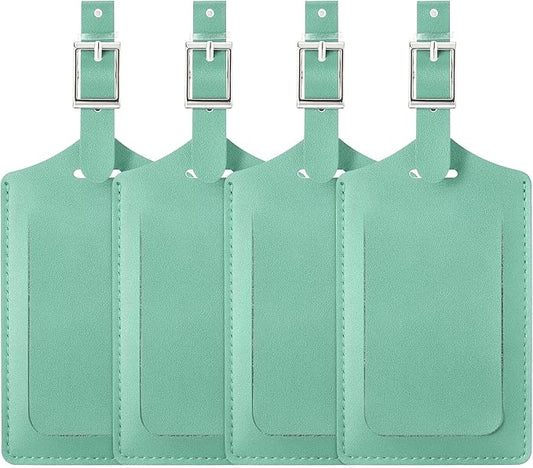 Travelambo Luggage Tags for Suitcases PU Leather Travel Tags Bag Tags Privacy Protection Travel Essentials