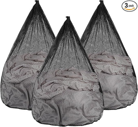 3Pcs Mesh Laundry Bags Washing Machine Mesh Wash Bags Jumbo for Delicates Clothes,Bed Linen,Toys with Drawstring Closure Sturdy (3 XXLarge 28 x 26 Inches,Black)