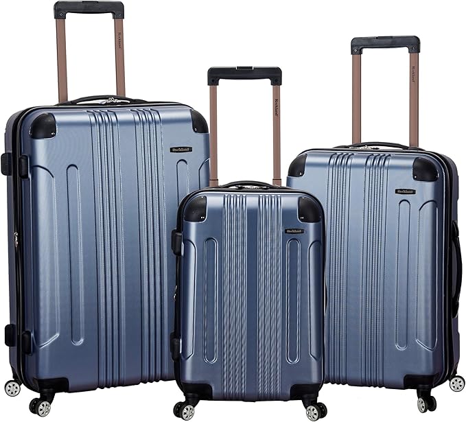 Rockland London Hardside Spinner Wheel Luggage, Blue, 3-Piece Set (20/24/28)