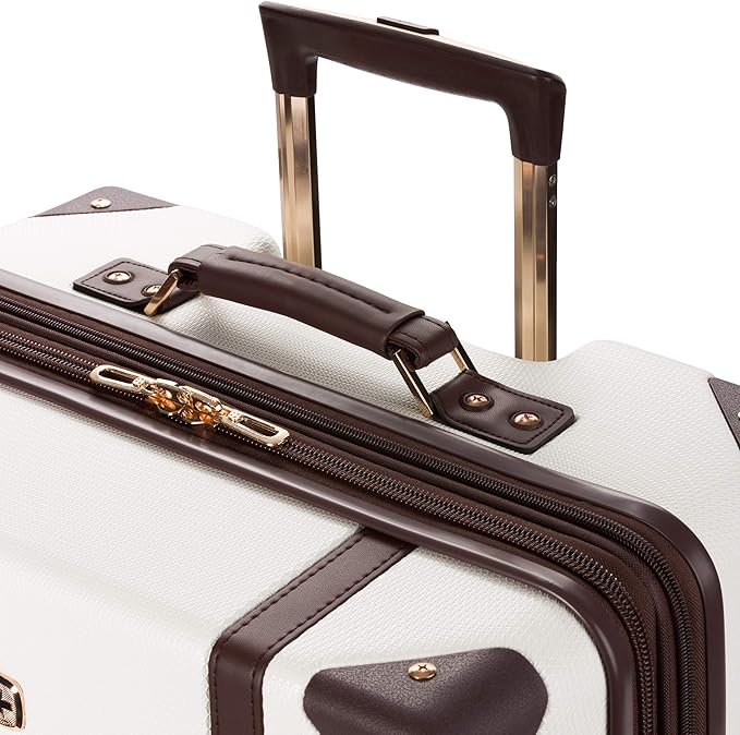 SwissGear 7739 Hardside Luggage Trunk with Spinner Wheels, White, Checked-Large 26-Inch