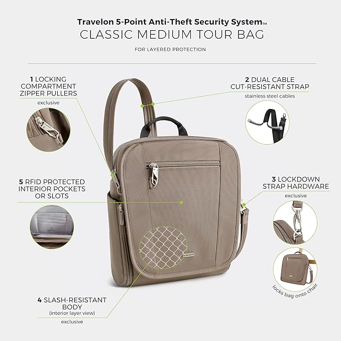 Travelon Anti-Theft Classic Medium Tour Bag