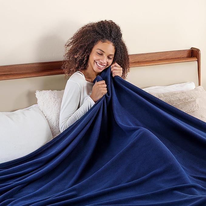 Berkshire Blanket Microfleece Twin Size Bed Blanket Navy,Lightweight Soft Breathable Plush Micro Fleece Blanket for Bed Couch Sofa,60x92 Inches