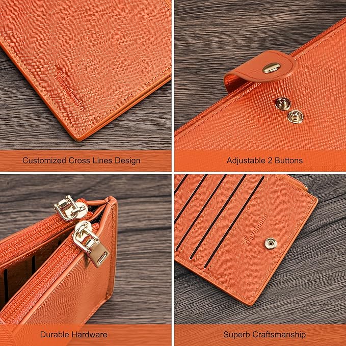 Travelambo RFID Wallet Women Large Size Bifold Multi Card Wallet Case with Zipper Pocke Credit Card Holder for Women